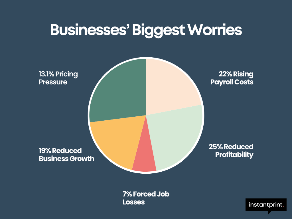 Pie chart showing the breakdown of business concerns amid NMW increase